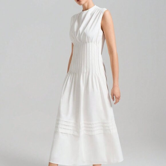Sleeveless Ruched Waist Maxi Dress White - Picture 1 of 7